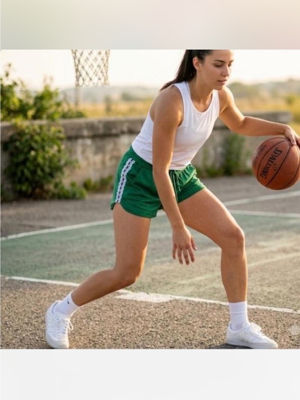 BDG Green Mesh Lace Trim Sporty Shorts - XS